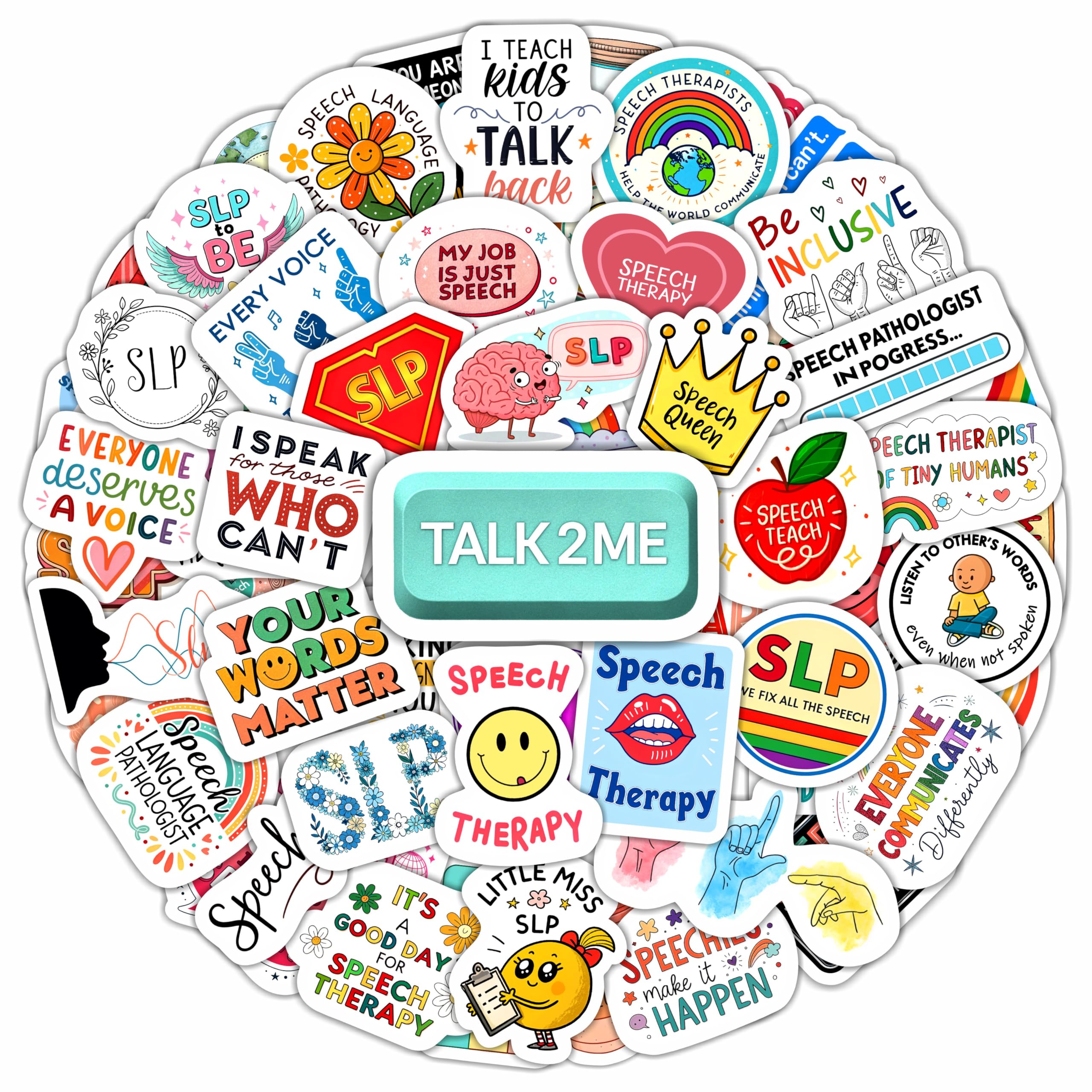 100Pcs SLP Stickers for Water Bottle, Laptop – Speech Therapy Stickers and Decals – SLP Gifts - Funy Speach Therapy Party Favors - Gifts for Men & Women — image 1