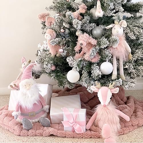 Miniatura 7 de MON AMI Freija The Pink Reindeer Plush Juguete de reno rosa suave de 17 pulgadas con piel sintética y cuernos dorados Peluche navideño caprichoso