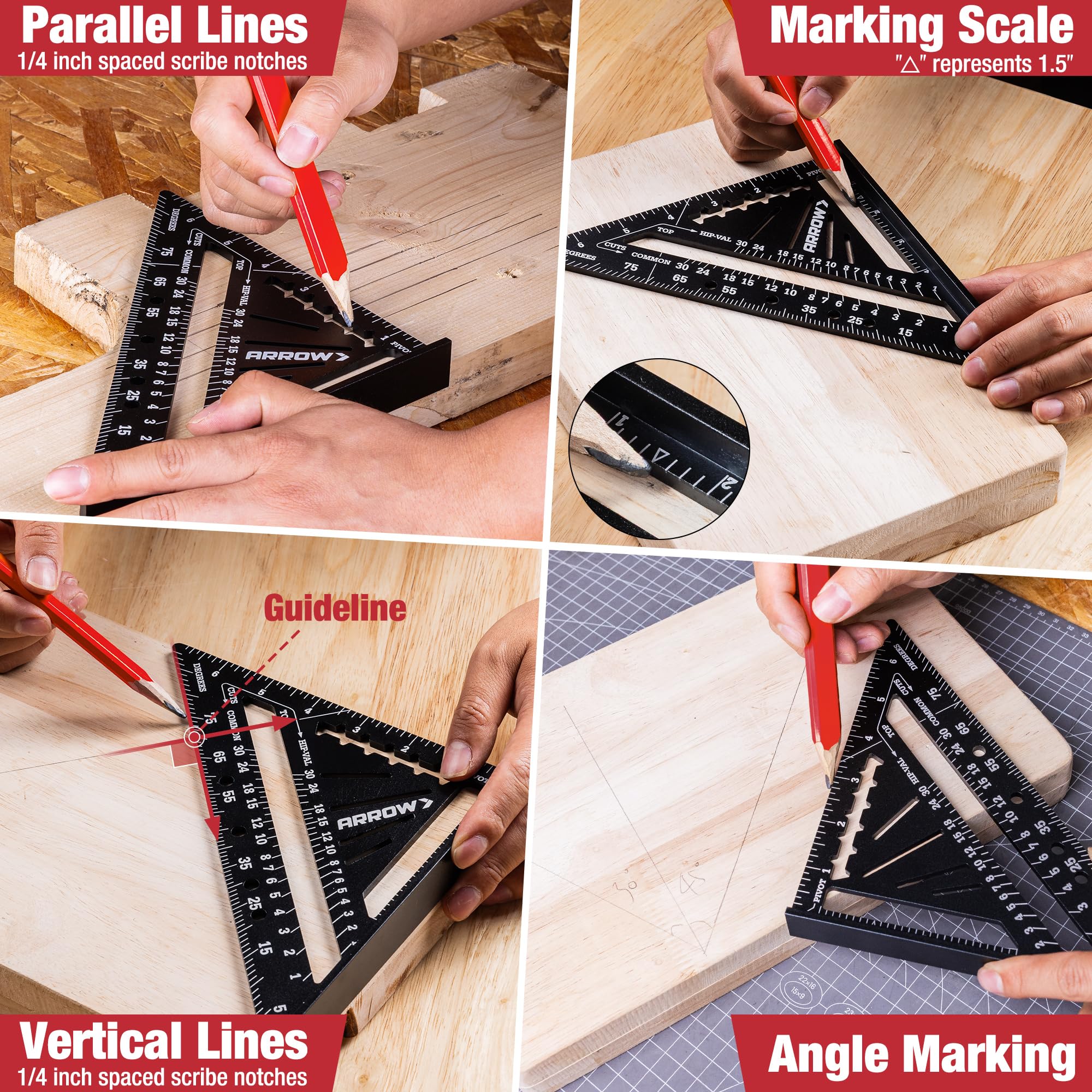 Arrow Carpenter & Combination Square Set - Precision Tools -8 Arrow Carpenter & Combination Square Set - Precision Tools -8