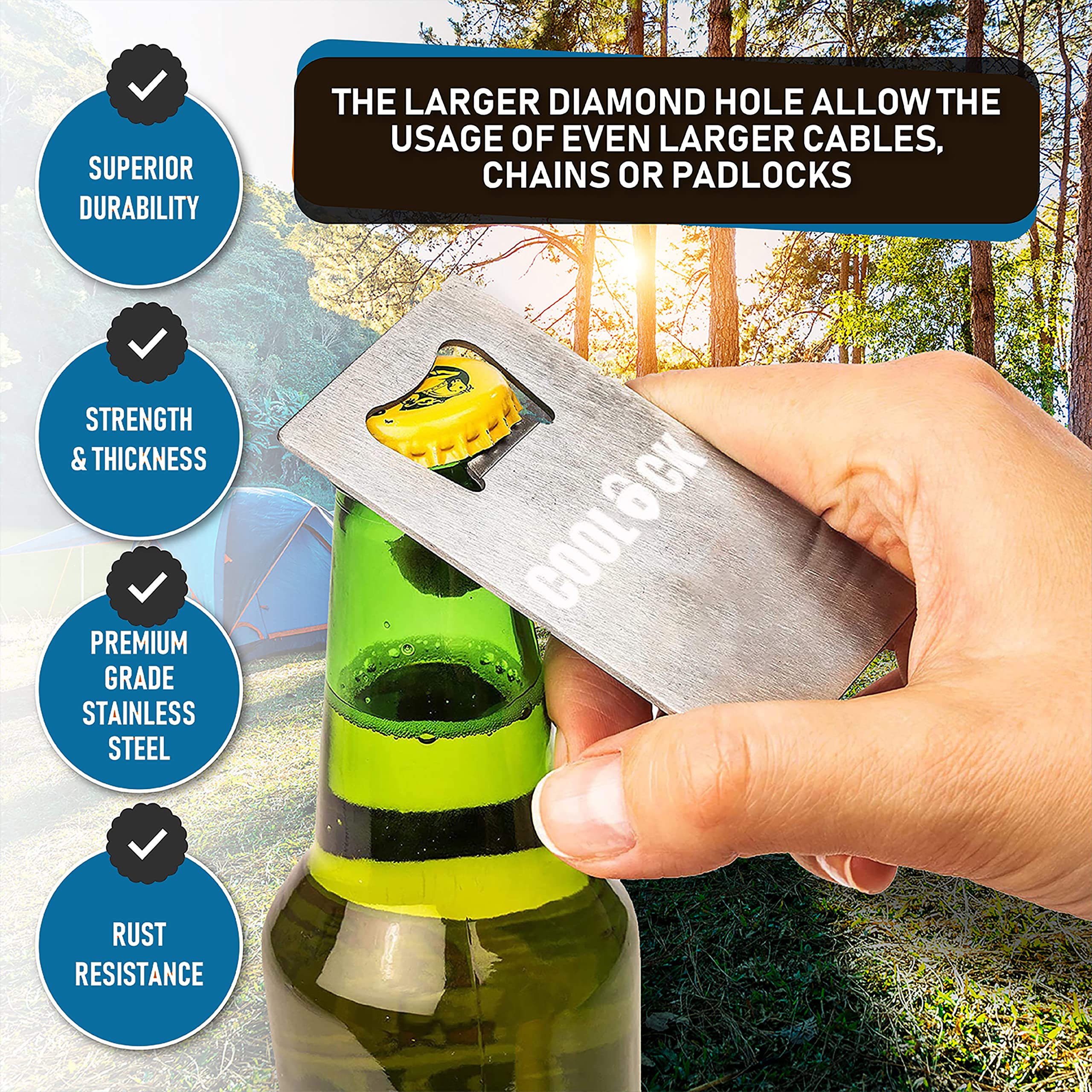 2 Pack Cooler Lock Brackets With Bottle Opener - Stainless Steel Security For Yeti/RTIC Coolers