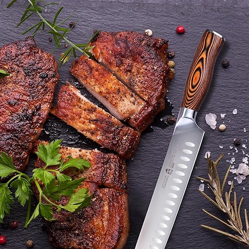 Vista 6 de TUO cuchillo de chef, cuchillo santoku, cuchillo de cocina, cuchillo para uso general, cuchillo para picar, juego de cuchillos, Forged Germany