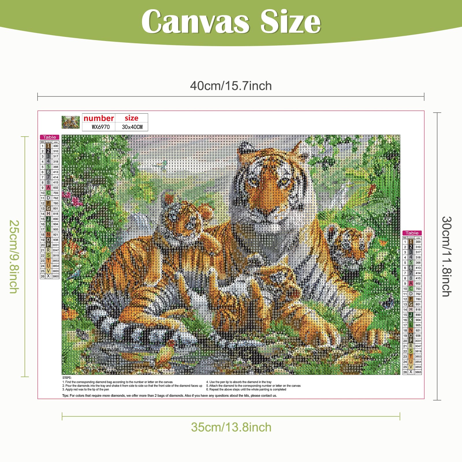 Kit Diamond Painting 5D EOBROMD, Formato 30x40 Cm, Soggetto Tigre, Completo Di Tele, Diamanti E Strumenti, Per Adulti E Bambini