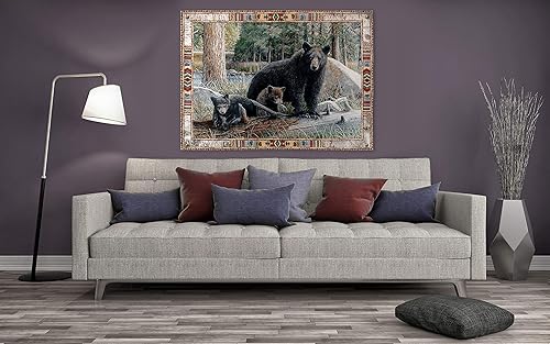 Miniatura 3 de New Discoveries by Kevin Daniel | Tapiz tejido para colgar | Arte de pared contemporáneo de vida silvestre madre con cachorros | 100% algodón,