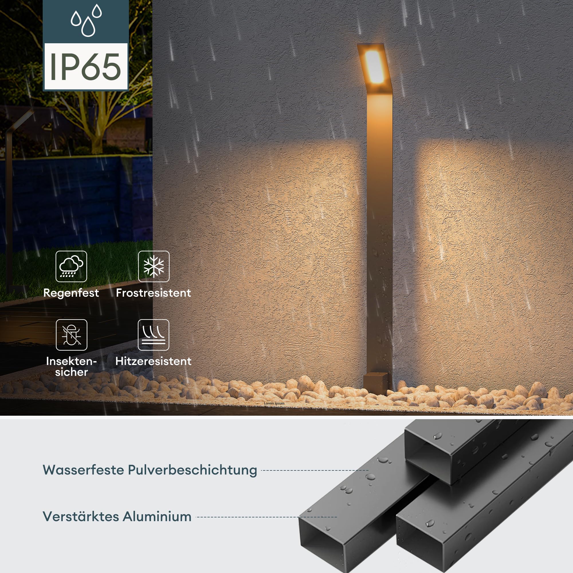 Mai & Mai Lampe sur Pied Extérieur Gris Foncé 128x98x808mm LED IP65 Jardin