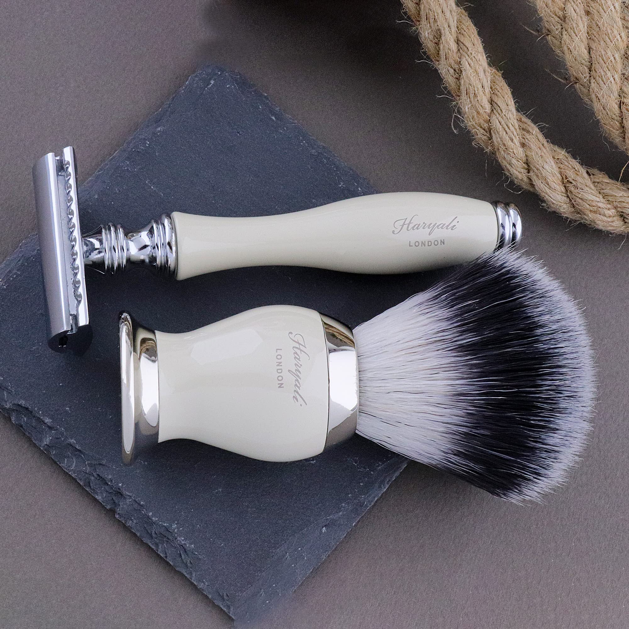 Rasierhobel Set für Herren, 6-in-1 Rasierpinselset mit Rasierständer, Rasierset mit Rasierer, Rasierhobel Ständer, Rasierschale, Rasierseife, Alaunstift – Nassrasierer Herren Rasierset Geschenk