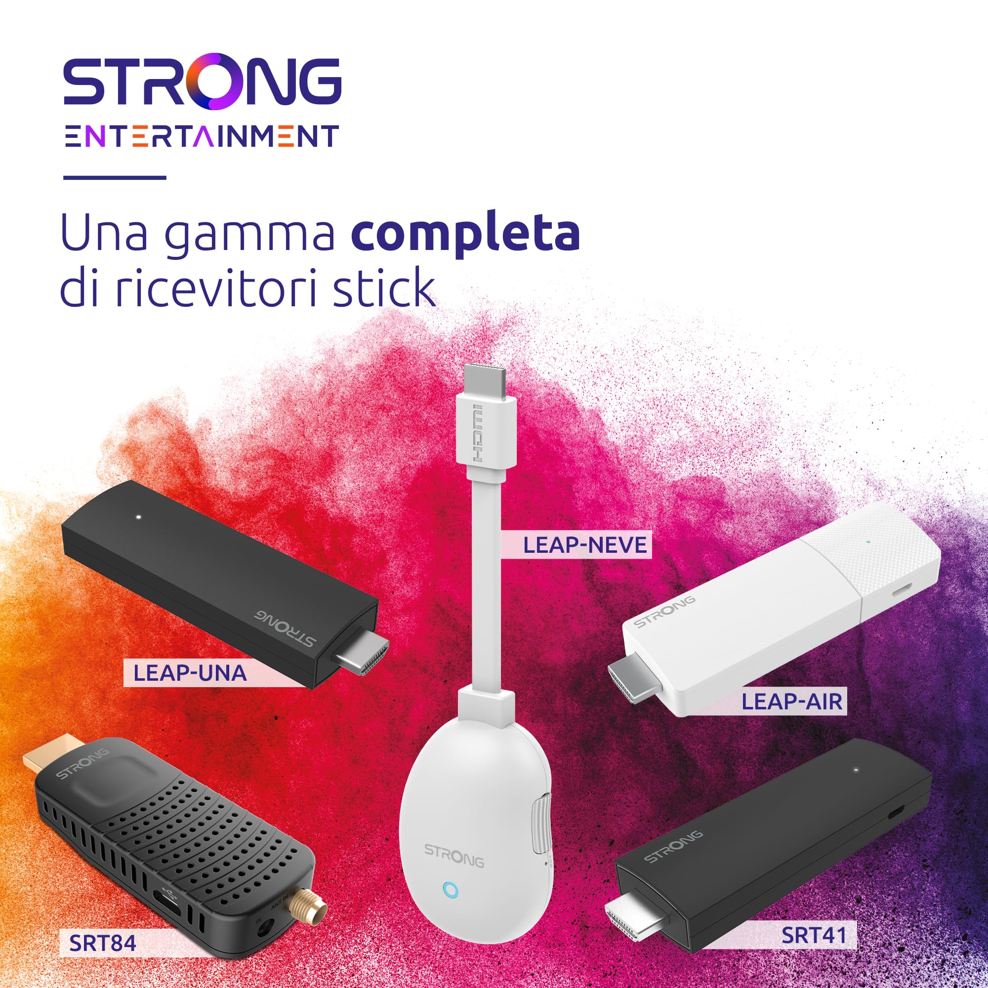 STRONG - 2K Android TV Streaming Stick - Leap-UNA - Wi-Fi 5 - Chromecast Built-in - Kompatybilny z Google Assistant - Bluetooth - Łatwa instalacja - czarny