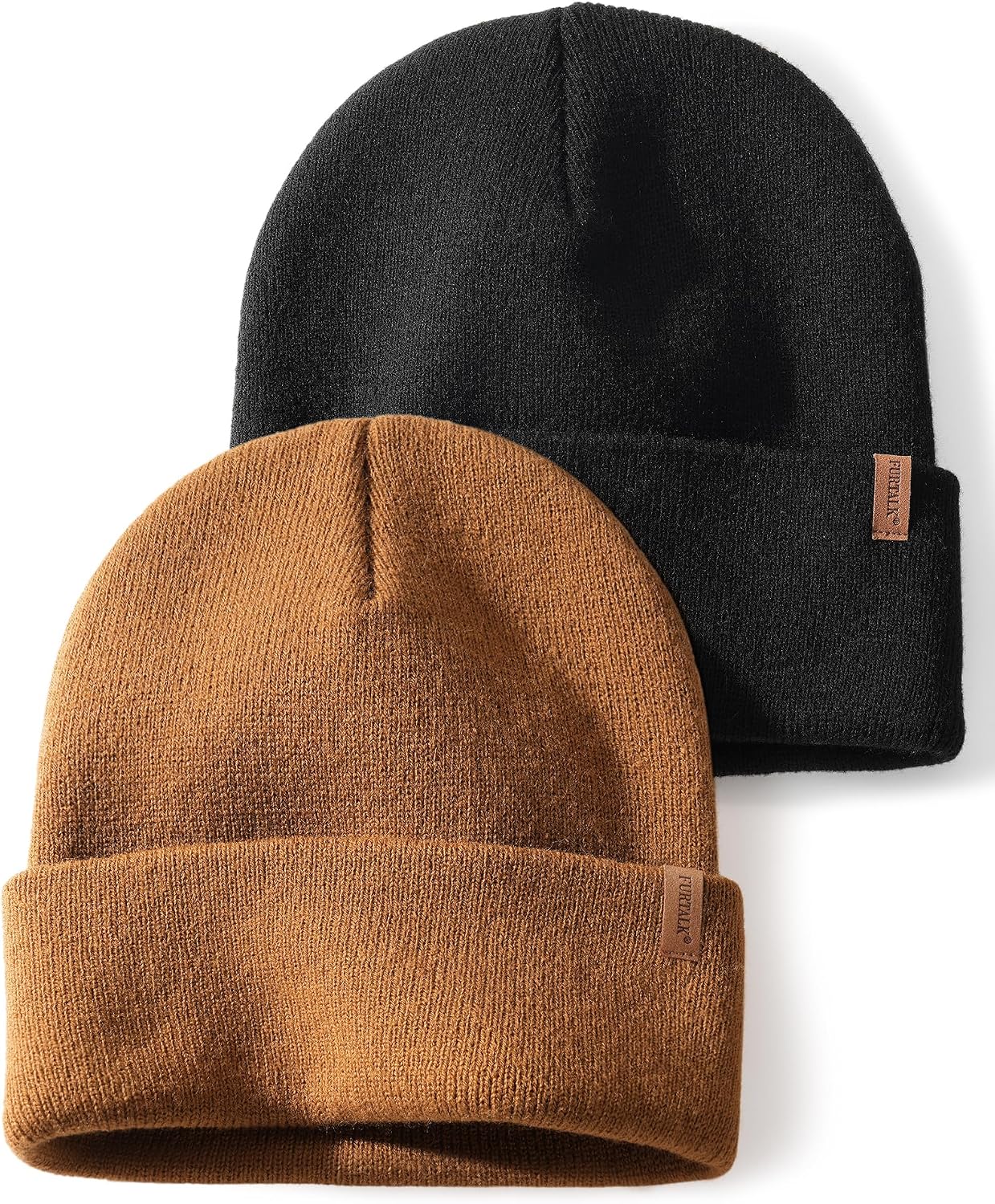 FURTALK Mens Womens Cuffed Beanie 2 Pack Winter Warm Knit Skull Hats
