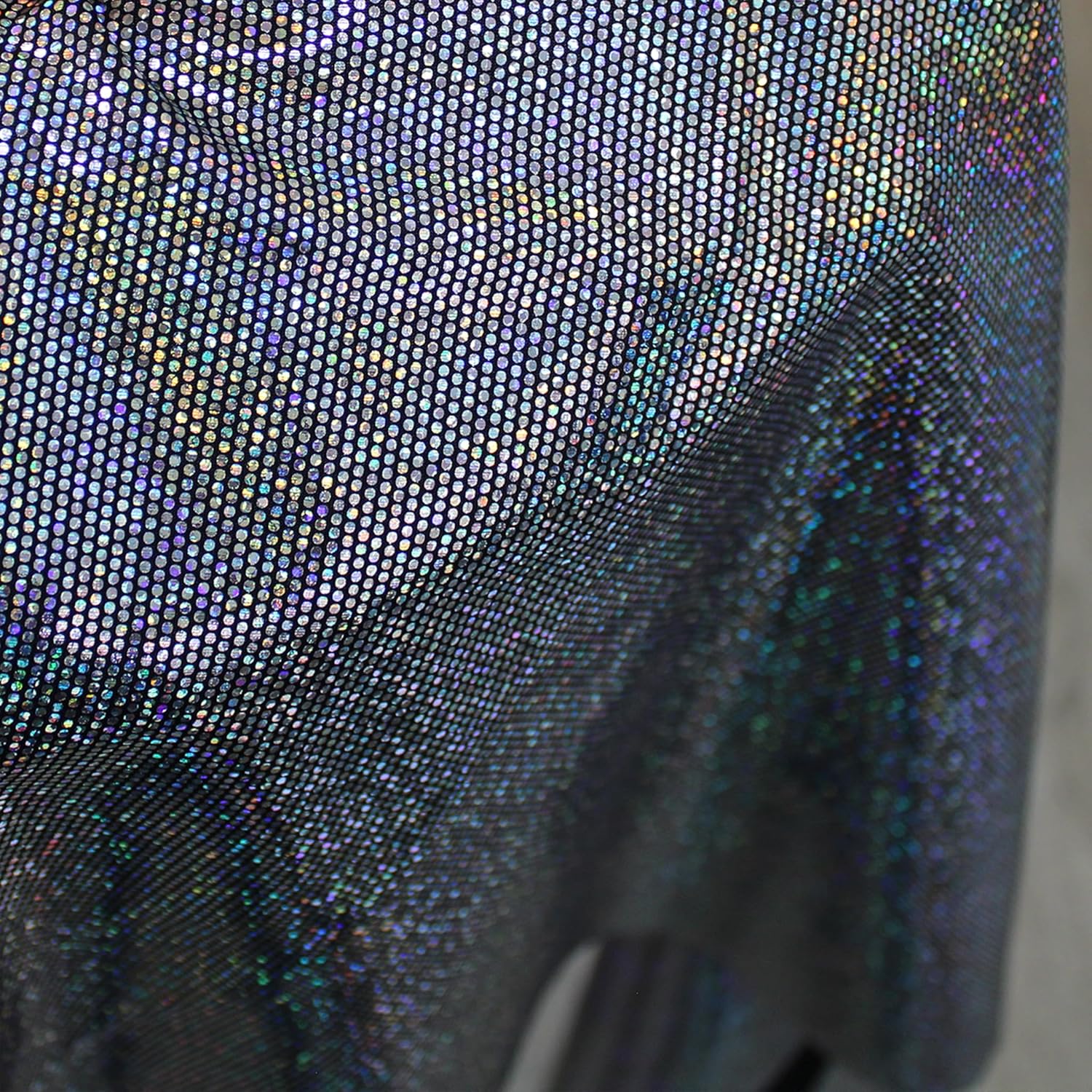 60" Wide Poly Spandex Dotted Iridescent Hologram Disco Fabric by The Yard - for Home Decor, Accessories, DIY, Apparel, Dance Outfits, Sewing Costumes, Crafts