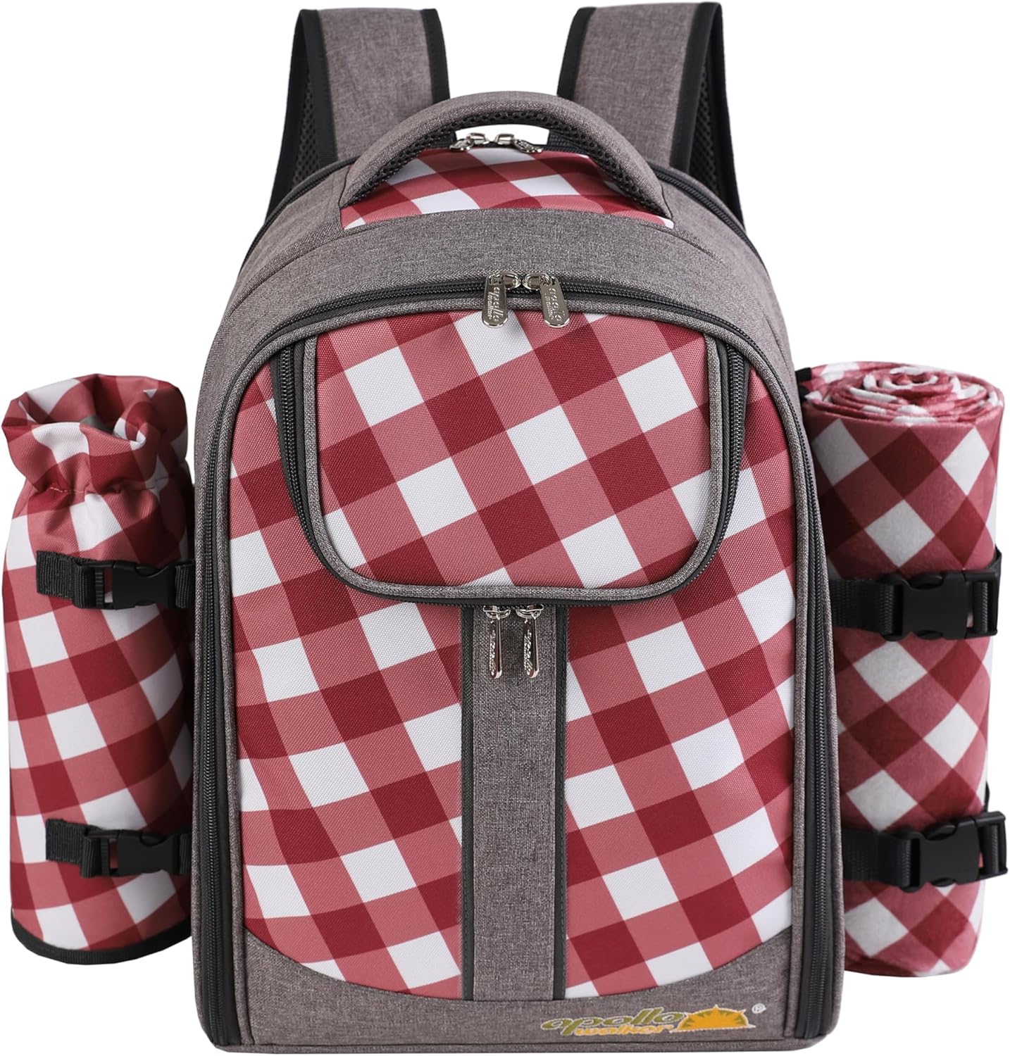 apollo walker Picnic Backpack Bag with Cooler Compartment, Detachable Bottle/Wine Holder, Fleece Blanket, Plates and Cutlery Set (2 Person, Gray) - Image 5
