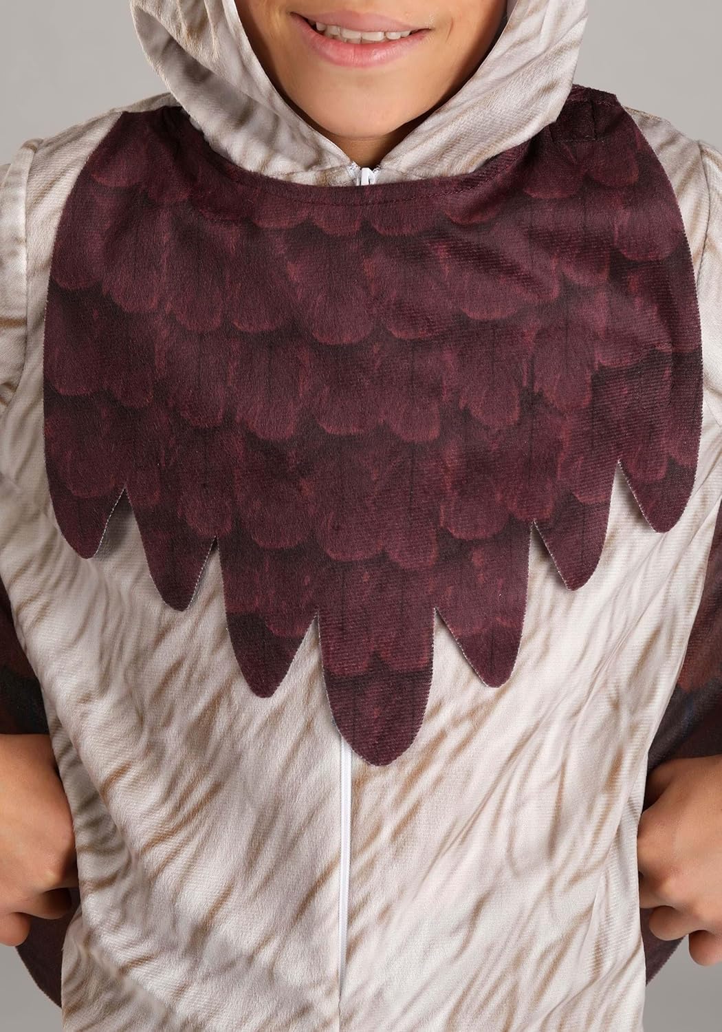 Kid's Brown Barn Owl Costume | Nocturnal Predator Bird Jumpsuit with Attached Wings & Hood - Image 3