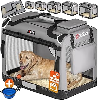 CADOCA® Hundebox faltbar Transportbox XXXL 101x70x70cm robust atmungsaktiv Transporttasche Auto Rückbank Haustiertransportbox Hundetragetasche Grau
