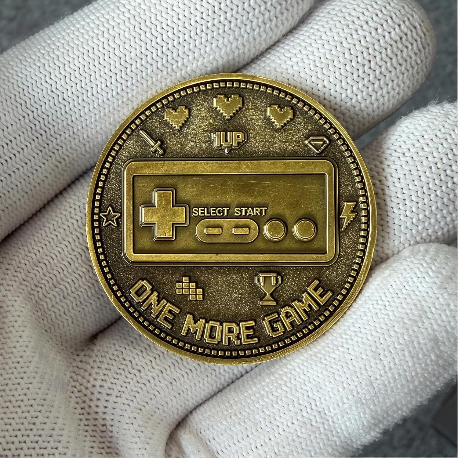 One More Game Go to Bed Decision Coin, Gamer Flip Token, Cool Gaming Gift image 3