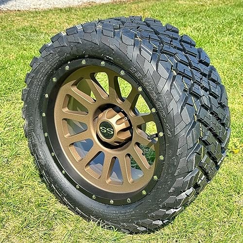 Vista 37 de Juego de 4 ruedas y neumáticos para carrito de golf Phantom en negro brillante de 14 pulgadas, neumáticos todoterreno de 23x10-14, certificación 14