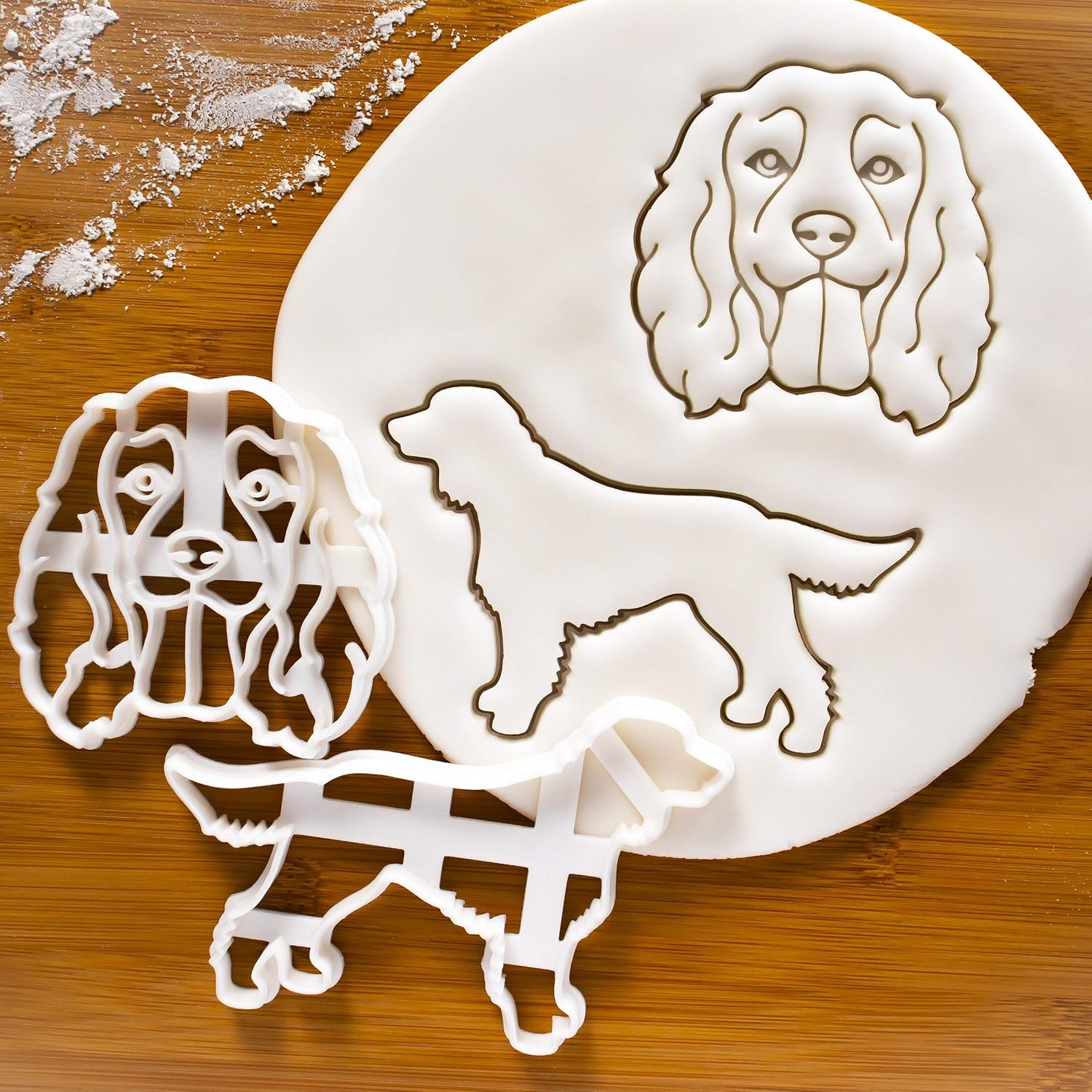 Set of 2 Working Cocker Spaniel cookie cutters (Designs: Face and Silhouette), 2 pieces - Bakerlogy