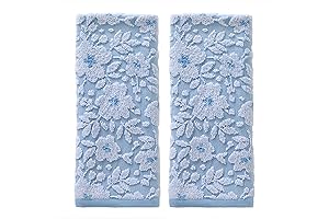 Floral Jacquard Hand Towels in Sky Blue by SKL Home