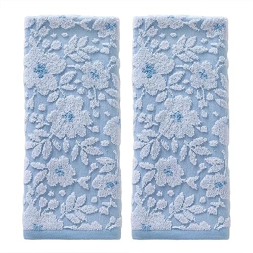 SKL Home Juego de toallas de mano jacquard floral, azul cielo, 2 unidades