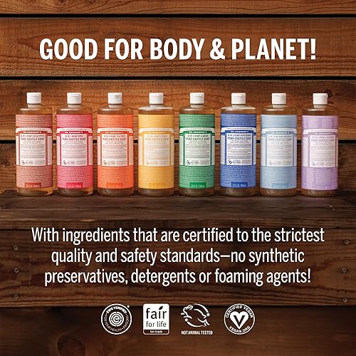 Miniatura 6 de Dr Bronners - Jabón líquido de Castilla pura menta 64 onzas - Fabricado con aceites orgánicos 18 en 1 usos cara cuerpo cabello lavandería mascotas y