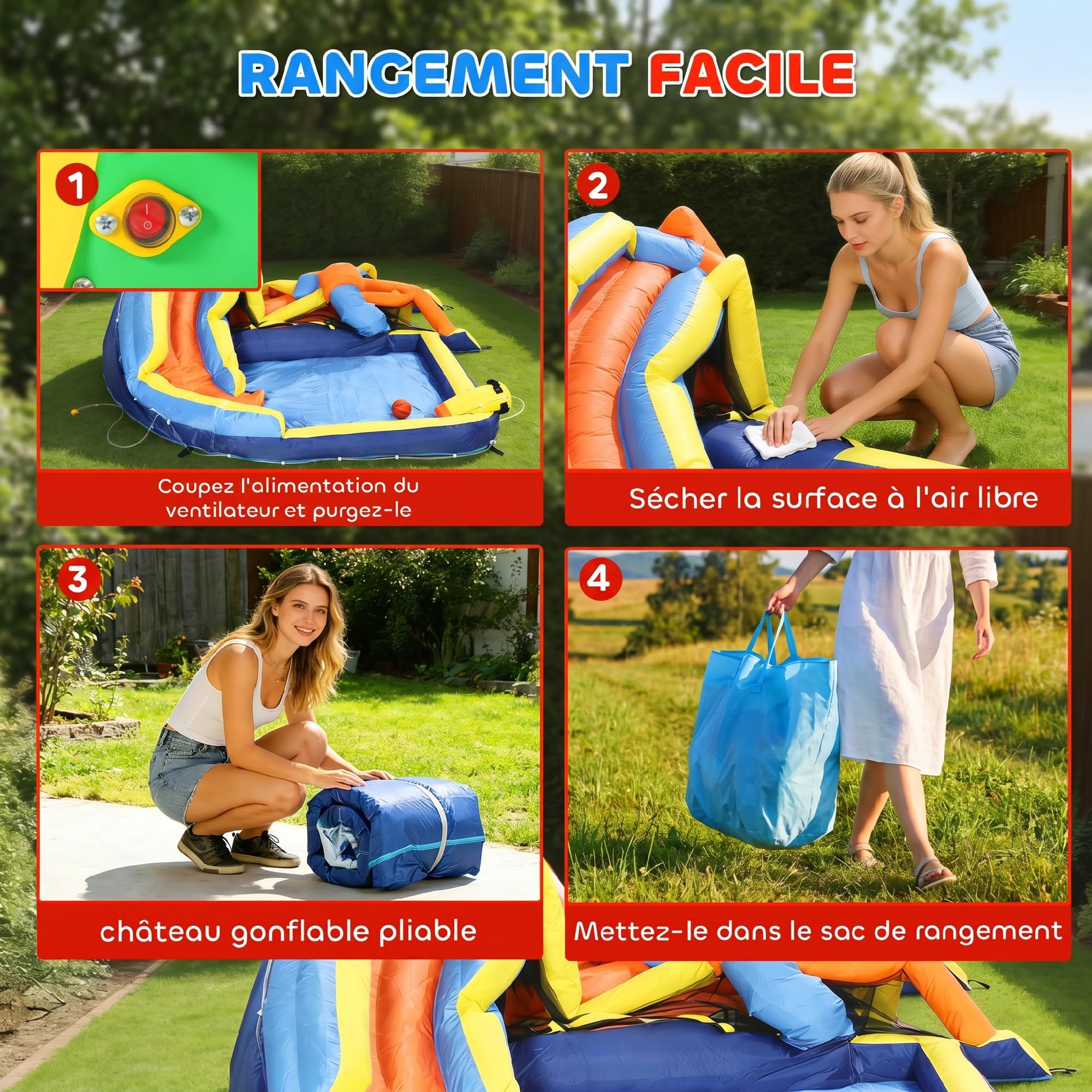 AIYAPLAY Château Gonflable Extérieur Parc Aquatique avec Souffleur 8 en 1