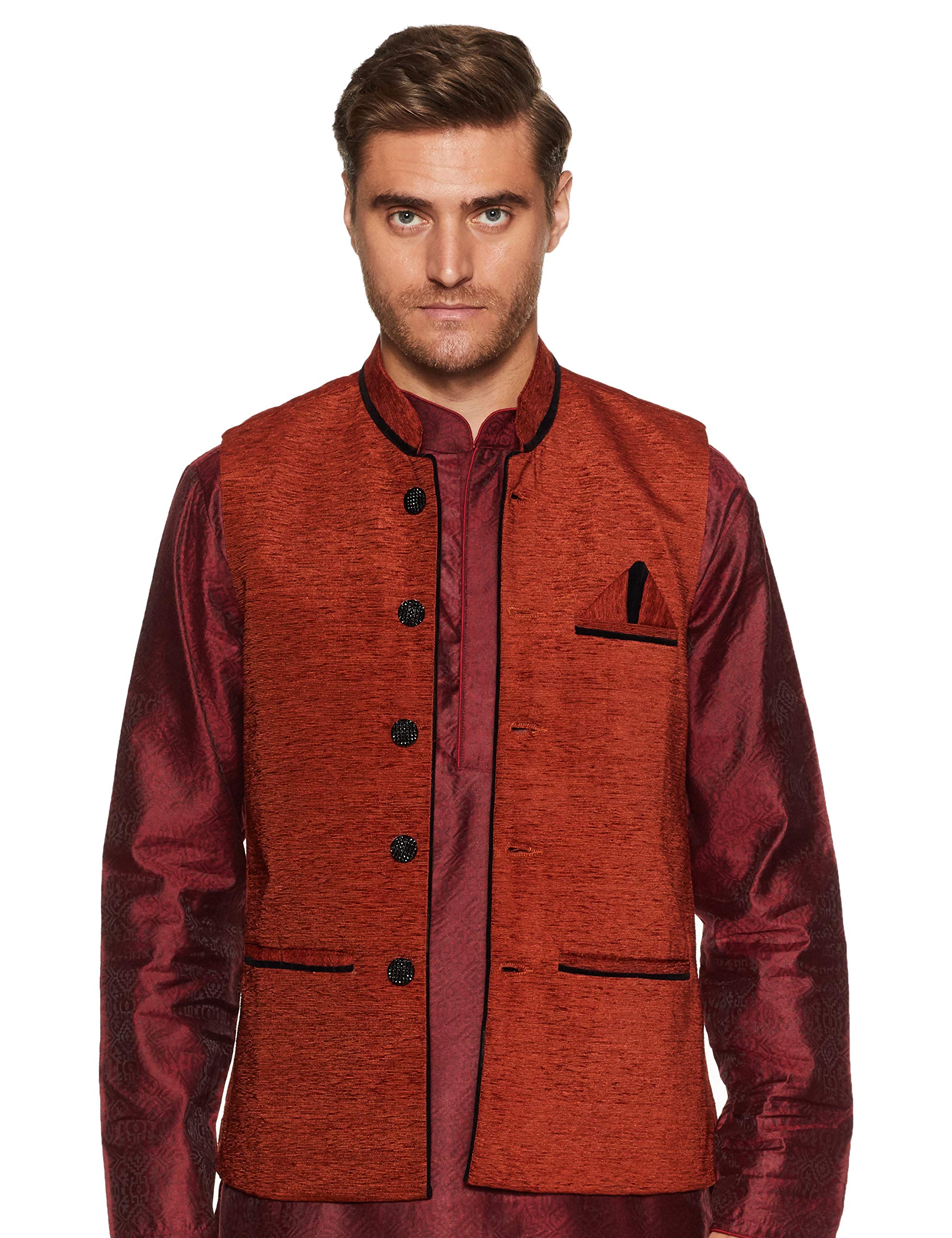 Men's Woven Cotton Blend Nehru and Modi Jacket Ethnic Style And Formal Wear Base Coat -24 Colors Available (NEHRU_MUSTURD)-image-8