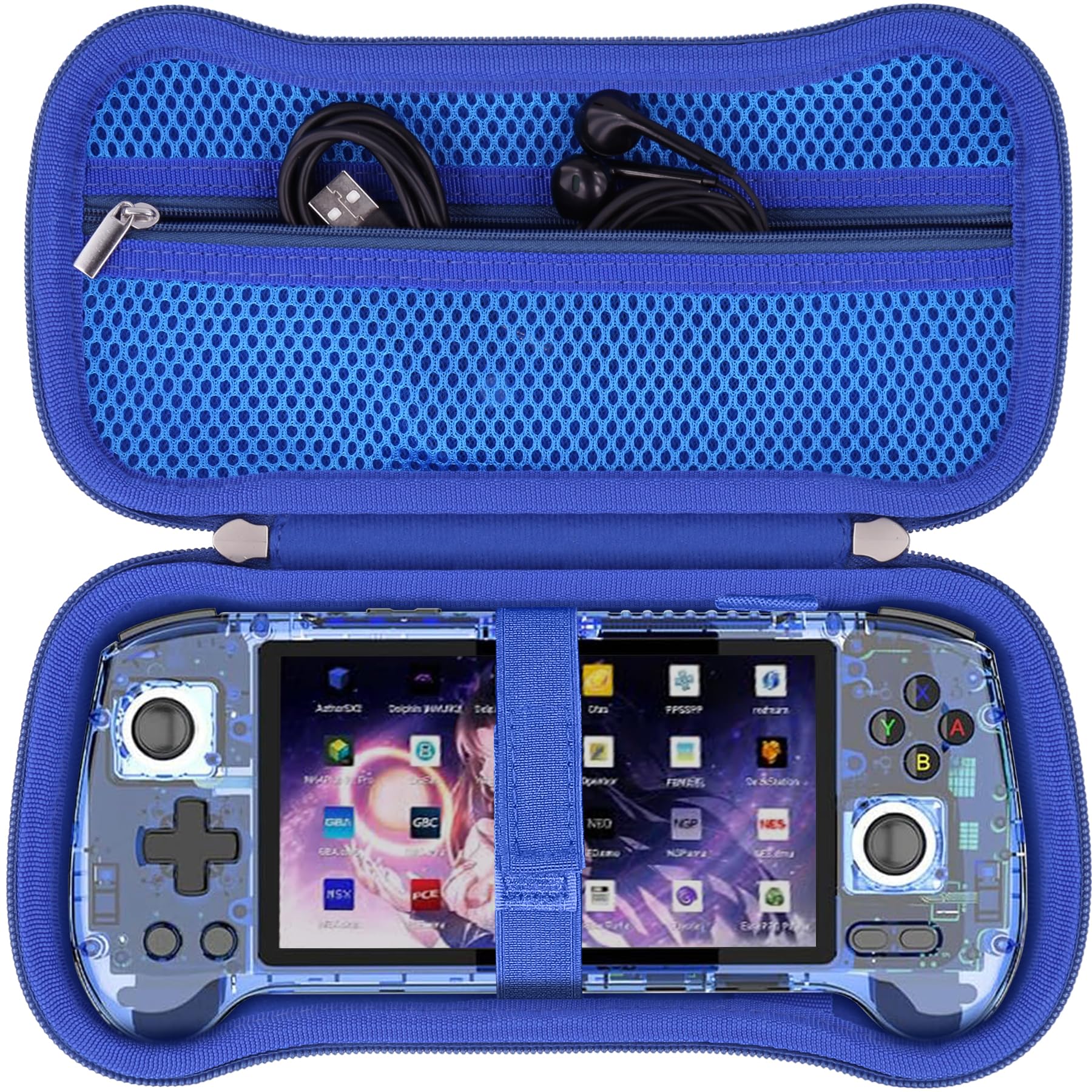 khanka Hard Travel Case Replacement for Anbernic RG556 Retro Handheld Game Console,Case Only. (Blue)