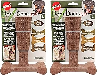 Ethical Pet 2 Pack of Bambones Plus Dog Chew Toys, Large 7 Inch, Beef Flavor