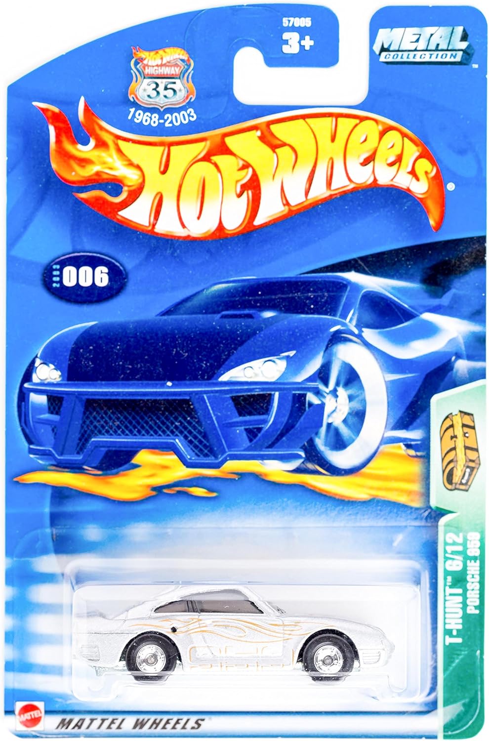 Hot Wheels 2003-006 T-Hunt Silver Porsche 959 1:64 Scale