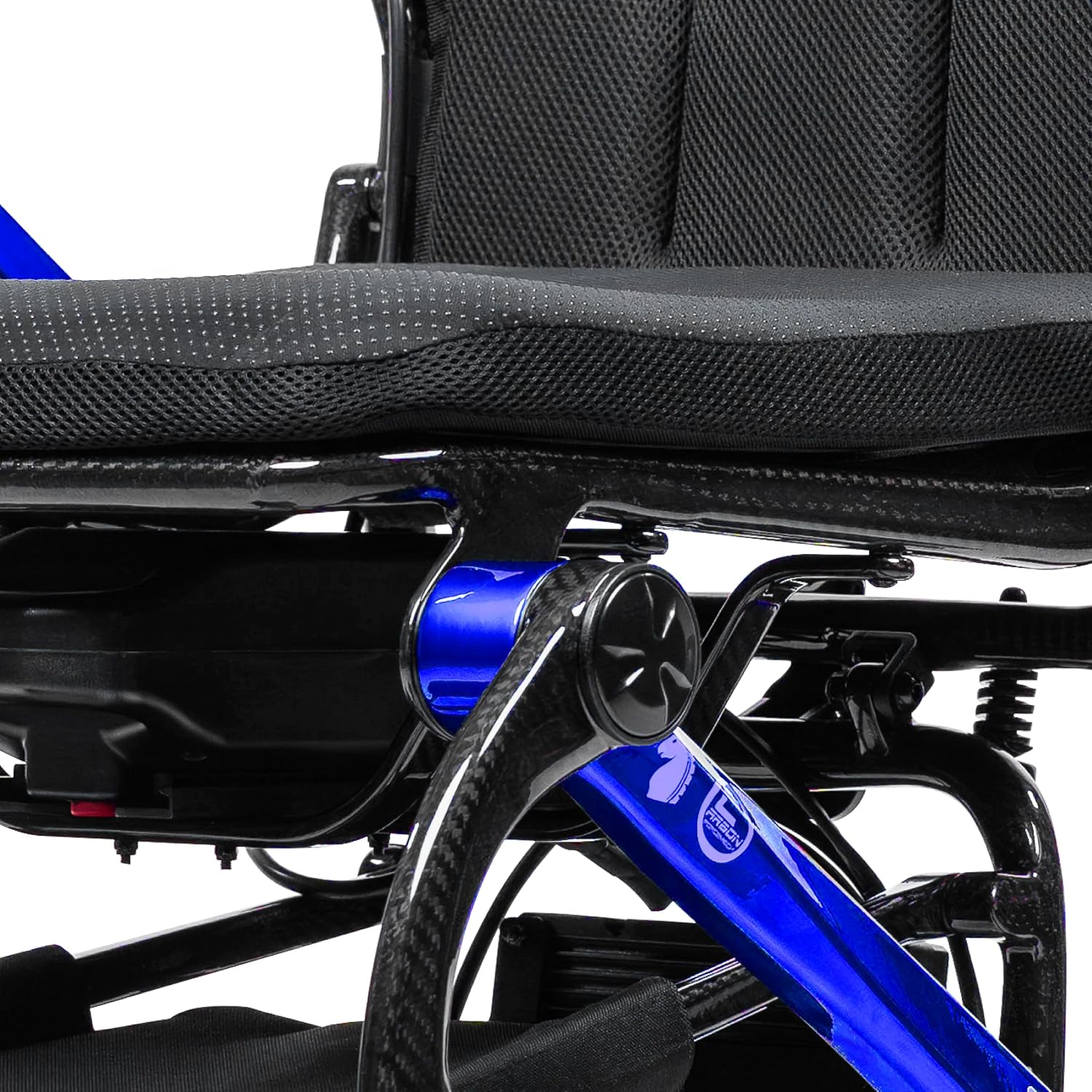 Forcemech Carbon F1 Electric Wheelchair in an urban setting, highlighting quiet brushless motors