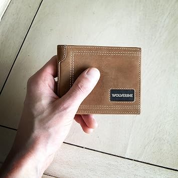 WOLVERINE Men's Bifold Wallet | RFID Protection | Card Slots | Bill Pocket | Durable Leather | Canvas, Rugged-Brown, One Size