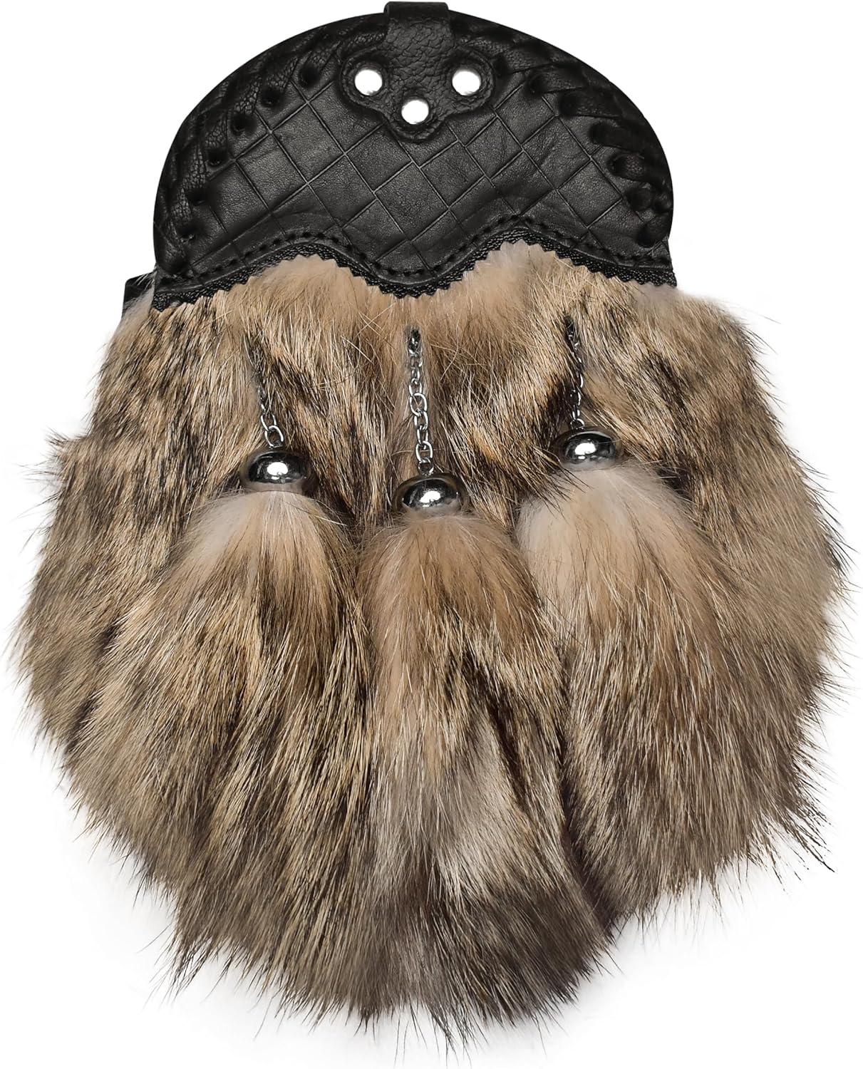 Sporran Kilt for Men Premium Coyote Fur Full Dress Scottish kilt Sporrans for men with Chain Belt Kilt Accessories Leather Cantle Coyote Fur