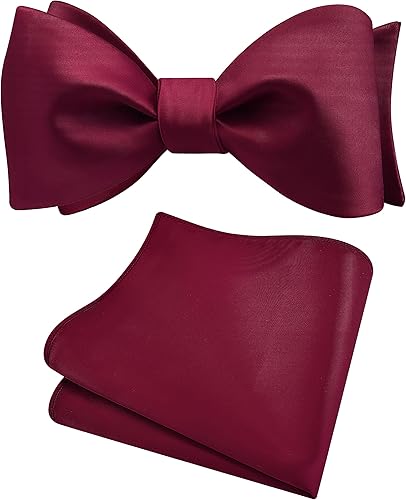 GUSLESON Pajaritas de color liso para hombre, pajarita, pañuelo de satén con bolsillo cuadrado