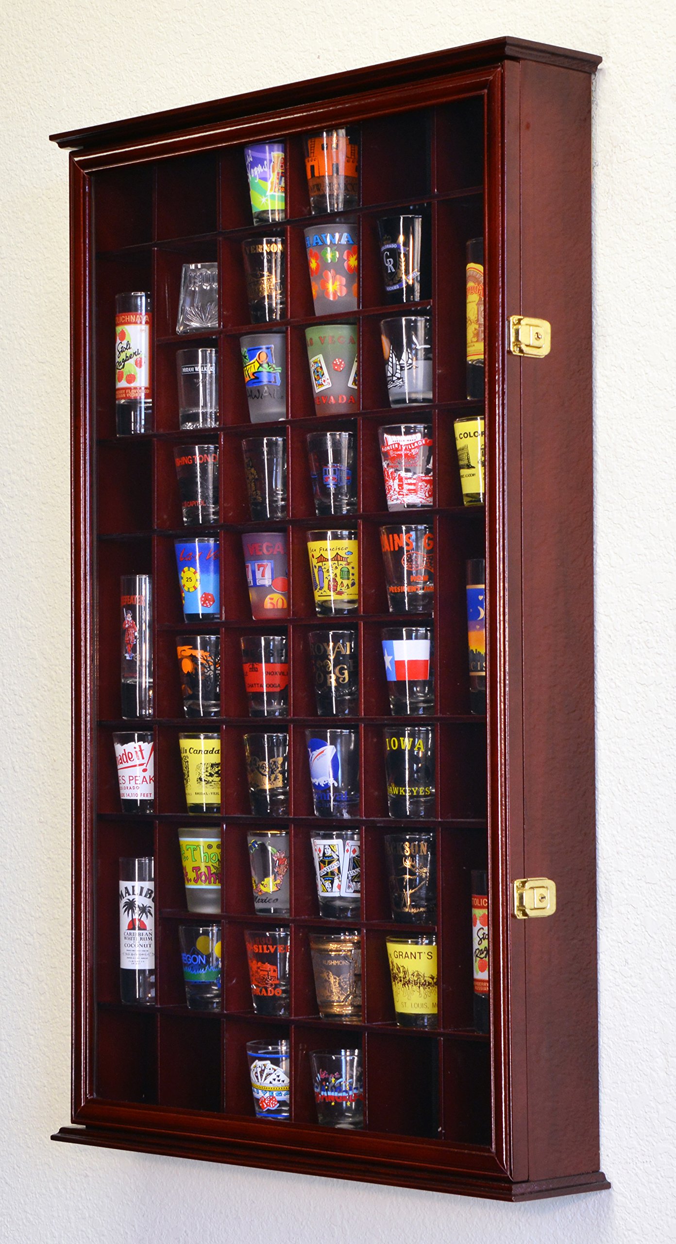 O Scale Train Display Case Cabinet Wall Rack W/UV Protection- Lockable -Cherry