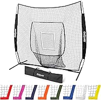 GoSports 7x7 ft Baseball Softball Batting Pitching Net with Strike Zone - Team Colors, Portable Training Aid