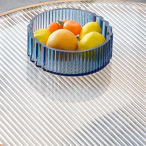 Miniatura 8 de Mesa de centro de ratán circular moderna para escritorio de cristal de doble capa, mesa auxiliar redonda pequeña para sala de estar, comedor y