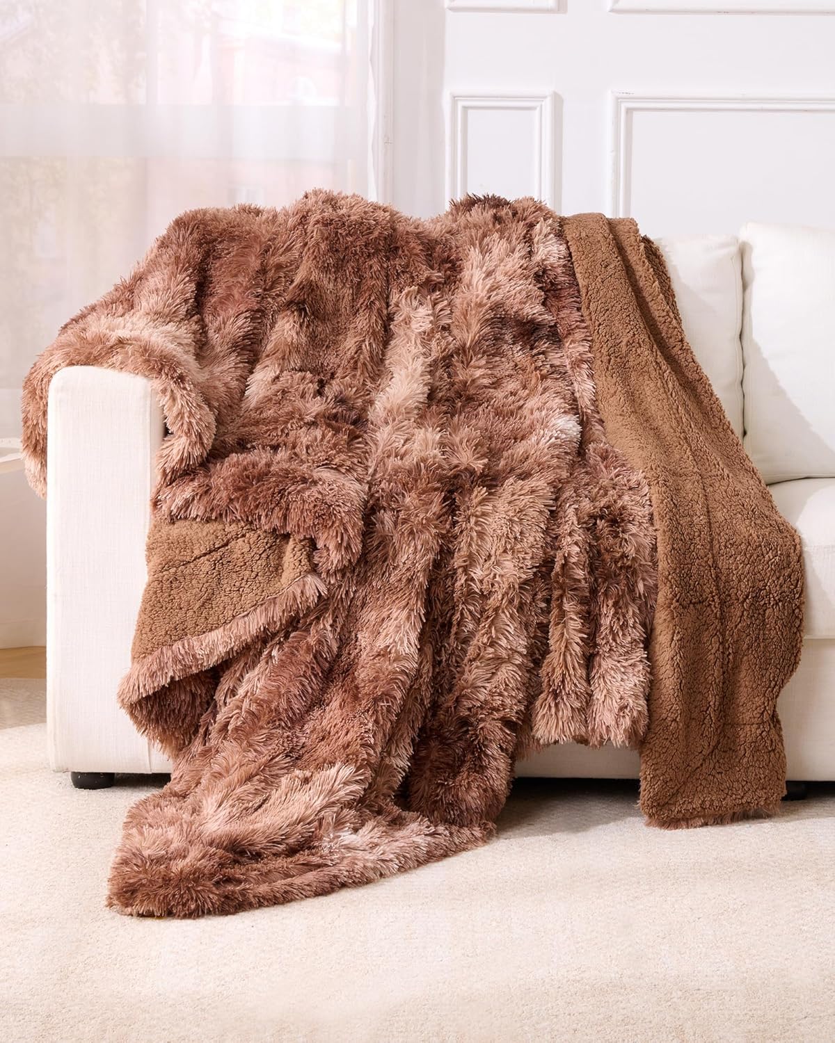 Super Soft Fluffy Fuzzy Faux Fur Sherpa Fleece Blanket Twin Size, Plush Thick Warm Blanket for Bed Couch, College Dorm Essentials Gifts for Girls Boys, Room Decor for Winter, 60 x 80