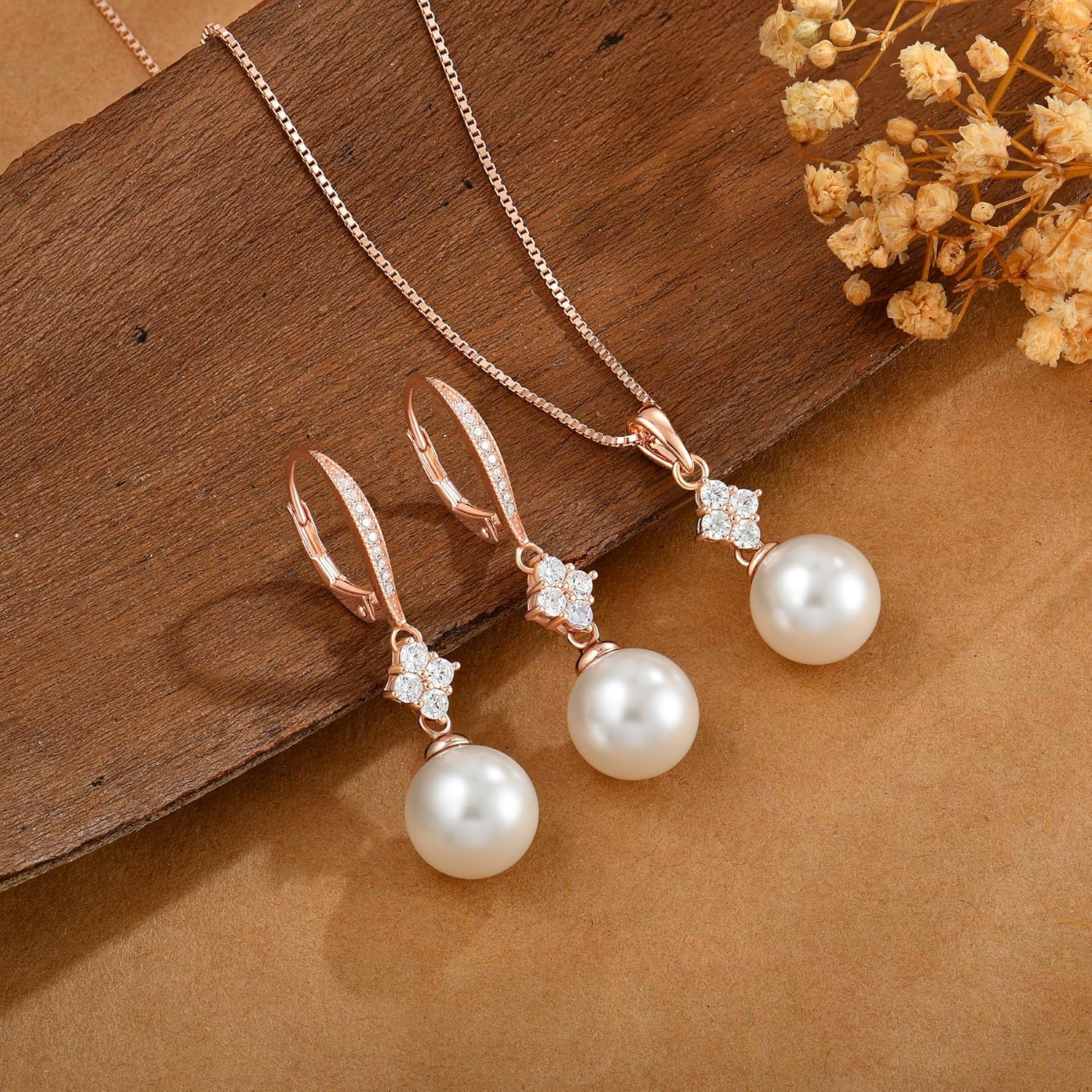 Pearl Necklace for Women 925 Sterling Silver Whit 5A Cubic Zirconia Dainty Pearl Pendant Necklace Jewelry Mother's Day Birthday Christmas for Wife Mom Her - Image 5