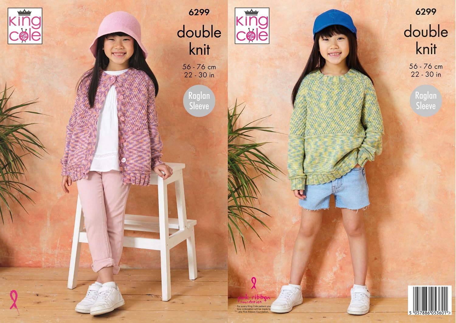King Cole Girls Knitting Pattern Double Knit DK Childs Cardigan & Sweater (6299)