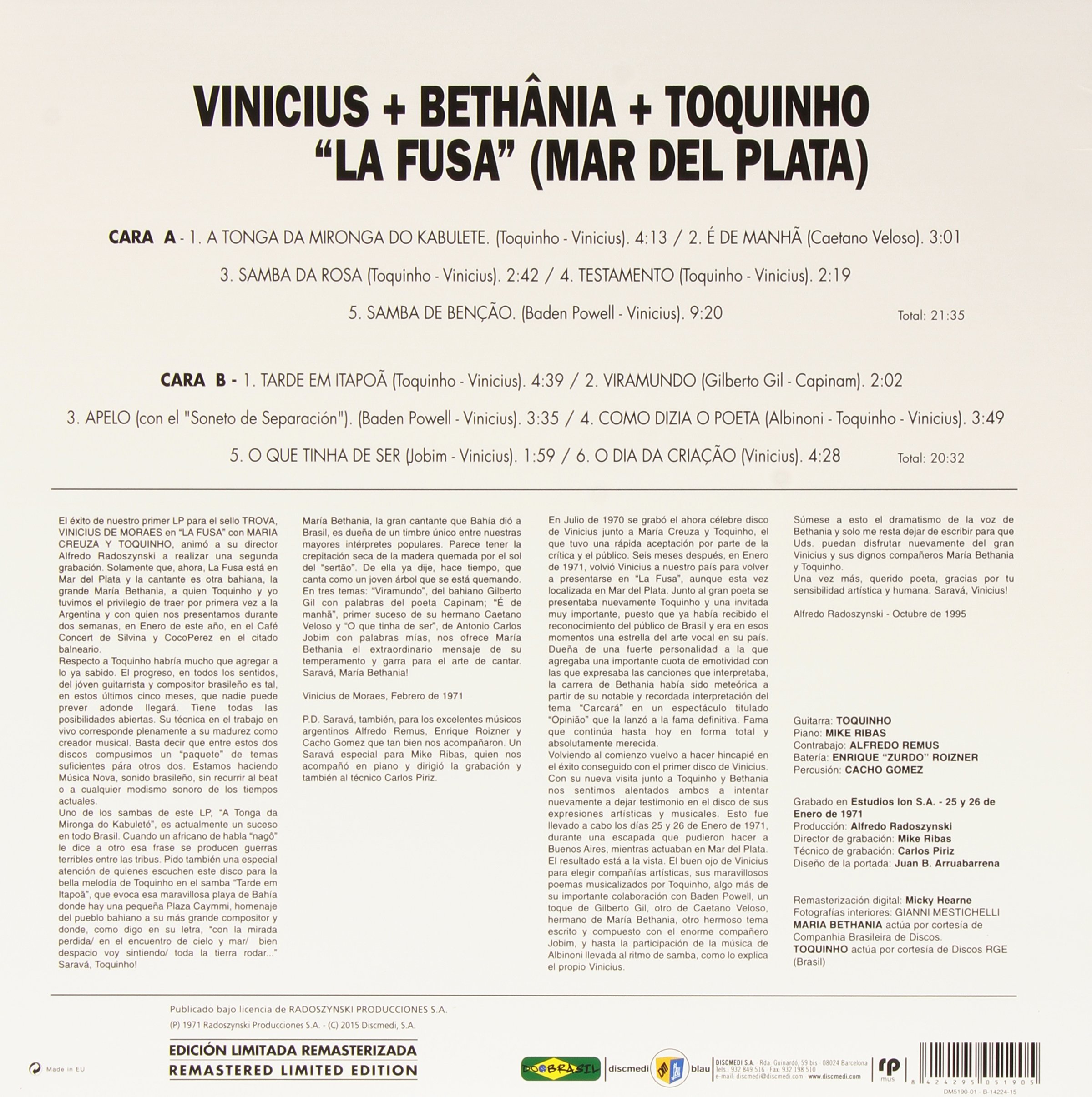 La Fusa (Con Maria Bethania Y Toquinho) Edición Limitada