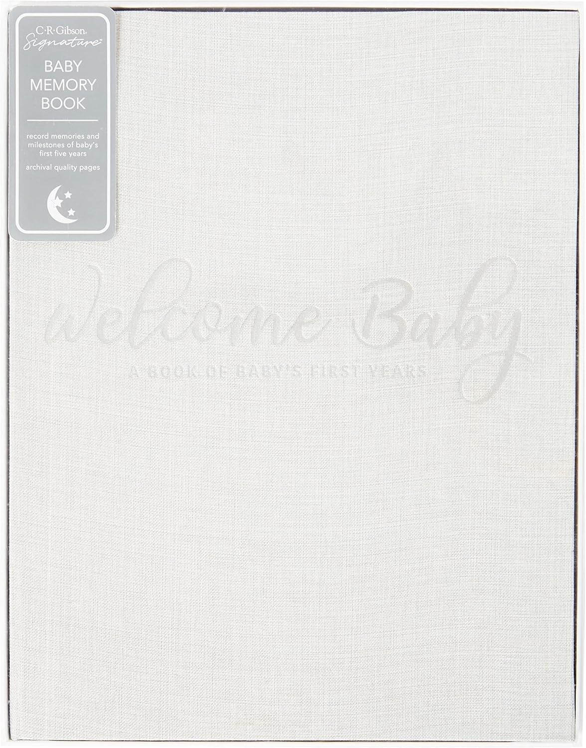 C.R. Gibson B2-24591 First Year Gender Neutral Baby Memory Book, 8.75" W x 11.3" H, Gray and Silver