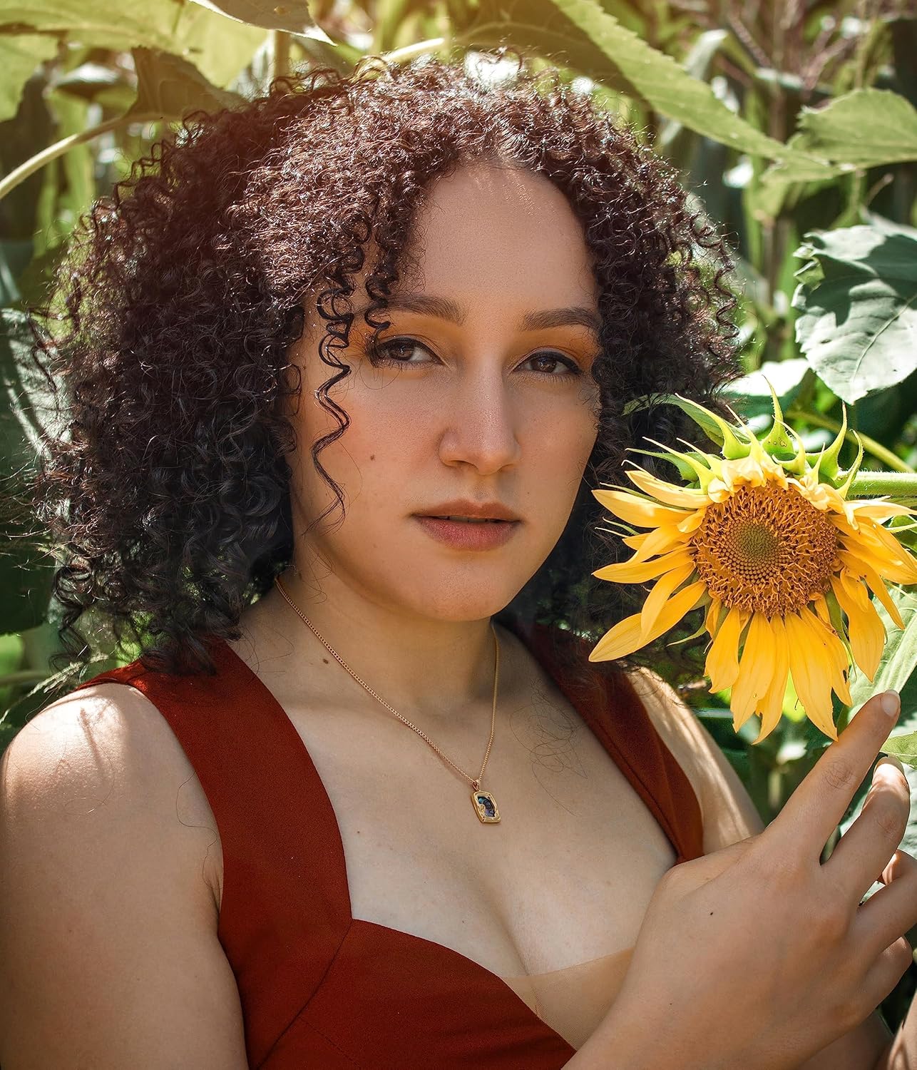 CANEVINKA 18K Gold Plate Coin Pendant Necklace for Women Dainty Compass Sunflower Necklaces Personalized Chain Layered Jewelry - Image 5