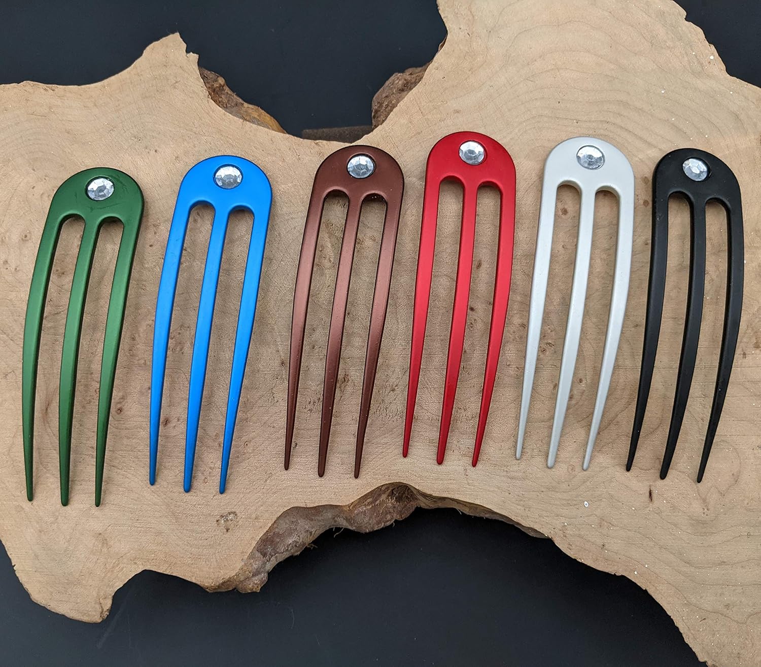 (2) Anodized Aluminum Matte Finished 3 Prong Hair Fork 4.9 inch Curved Unbreakable Waterproof with FPL of 4 inches (aqua)