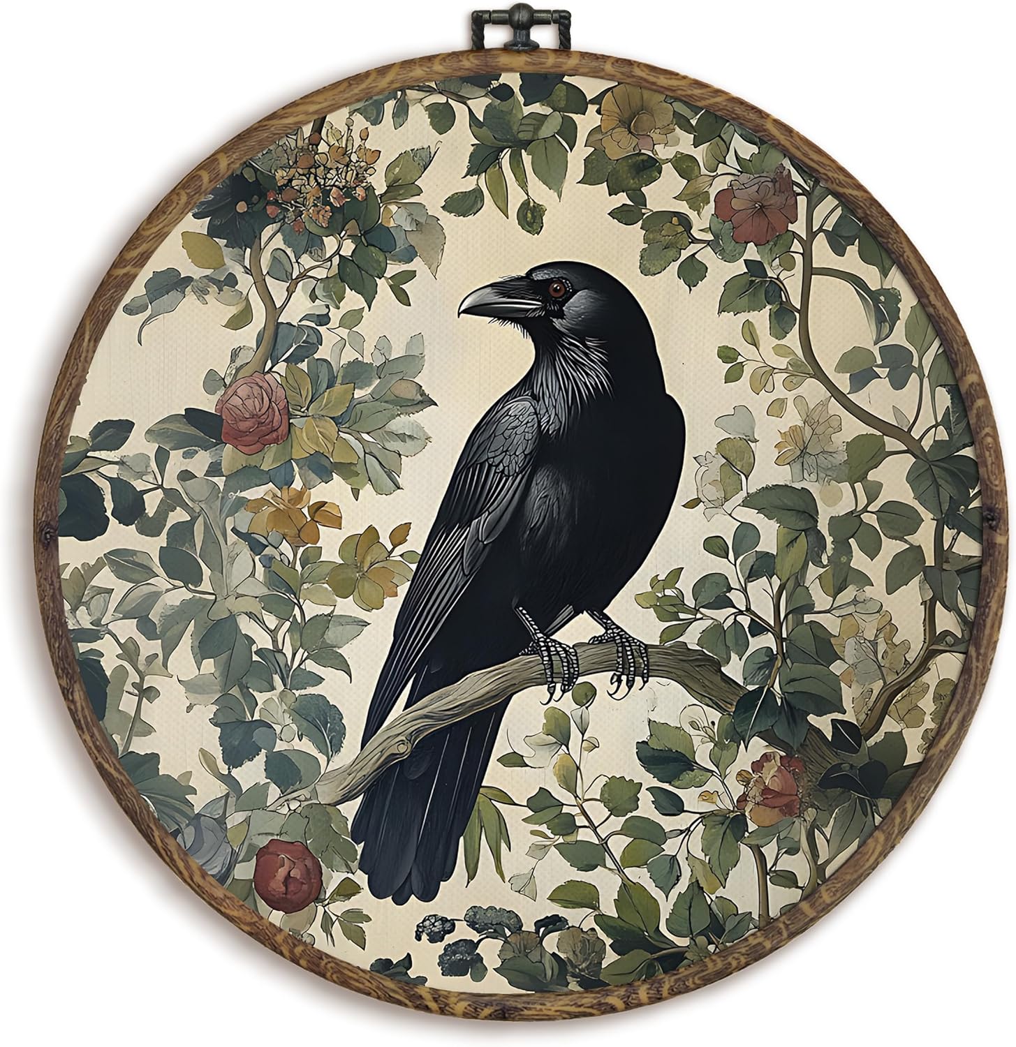 Amazon.com: KFXHANGD Gothic Black Raven Crow Round Wall Art Framed ...