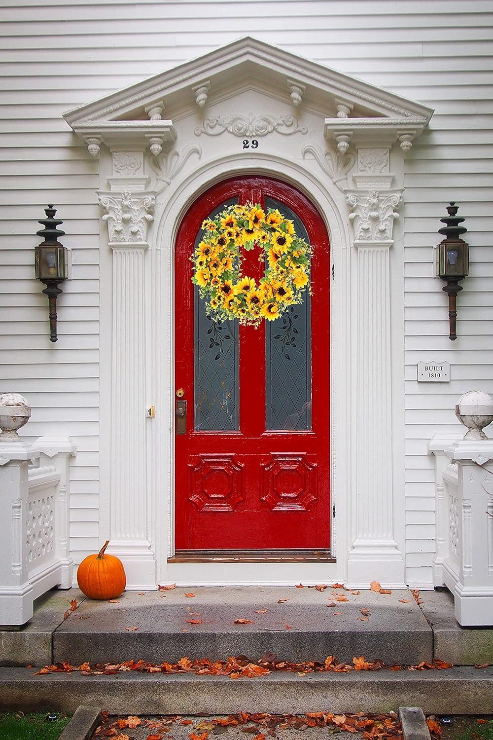 Sunflower Wreath for Front Door All Season 18inch Handmade Artificial Spring Wreath for Front Door Wall Window Wedding Party Home Deco