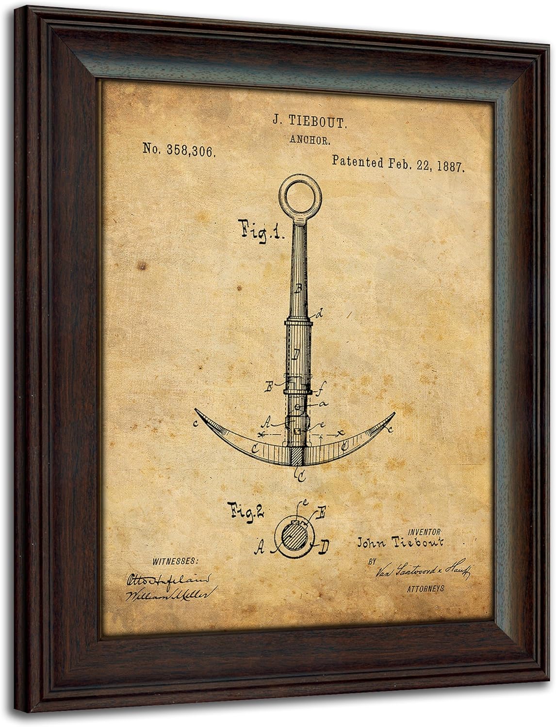 Personal-Prints Nautical Sailing Vintage Patents - Sailboat, Anchor, Buoy (Anchor)