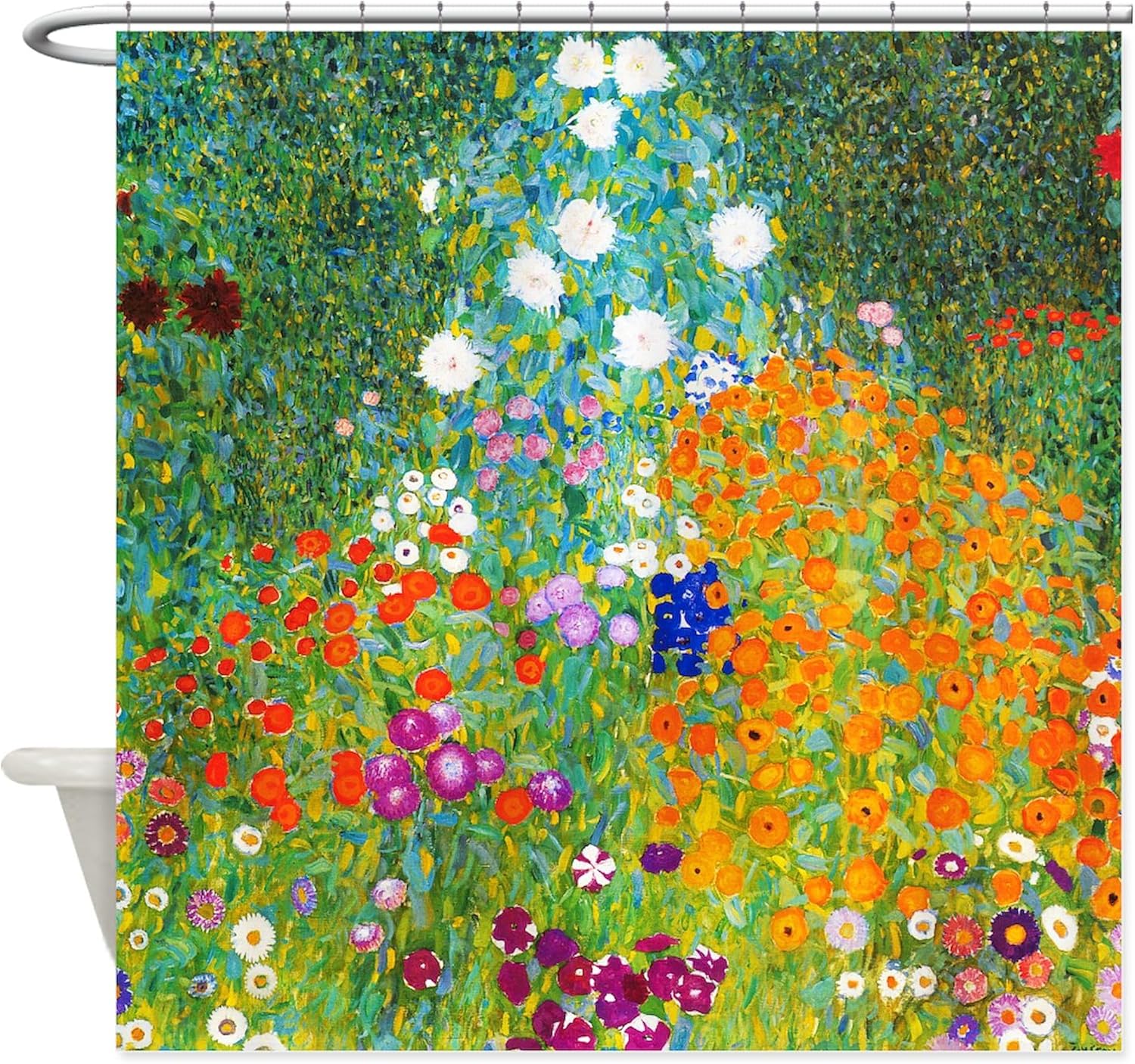 CafePress Gustav Klimt Flower Garden Decorative Fabric Shower Curtain