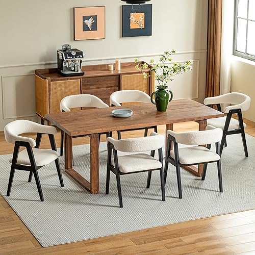 Miniatura 8 de Sillas de comedor de madera, moderna silla de comedor con brazos y tapizada, silla de granja para cocina, comedor, sala de estar (negro, juego de 2)