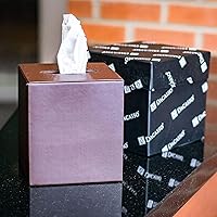 Vista 5 de DACASSO Funda de piel para caja de pañuelos – Funda de piel de lujo para caja de pañuelos cuadrada – Elegante cubierta de pañuelos y sofisticada