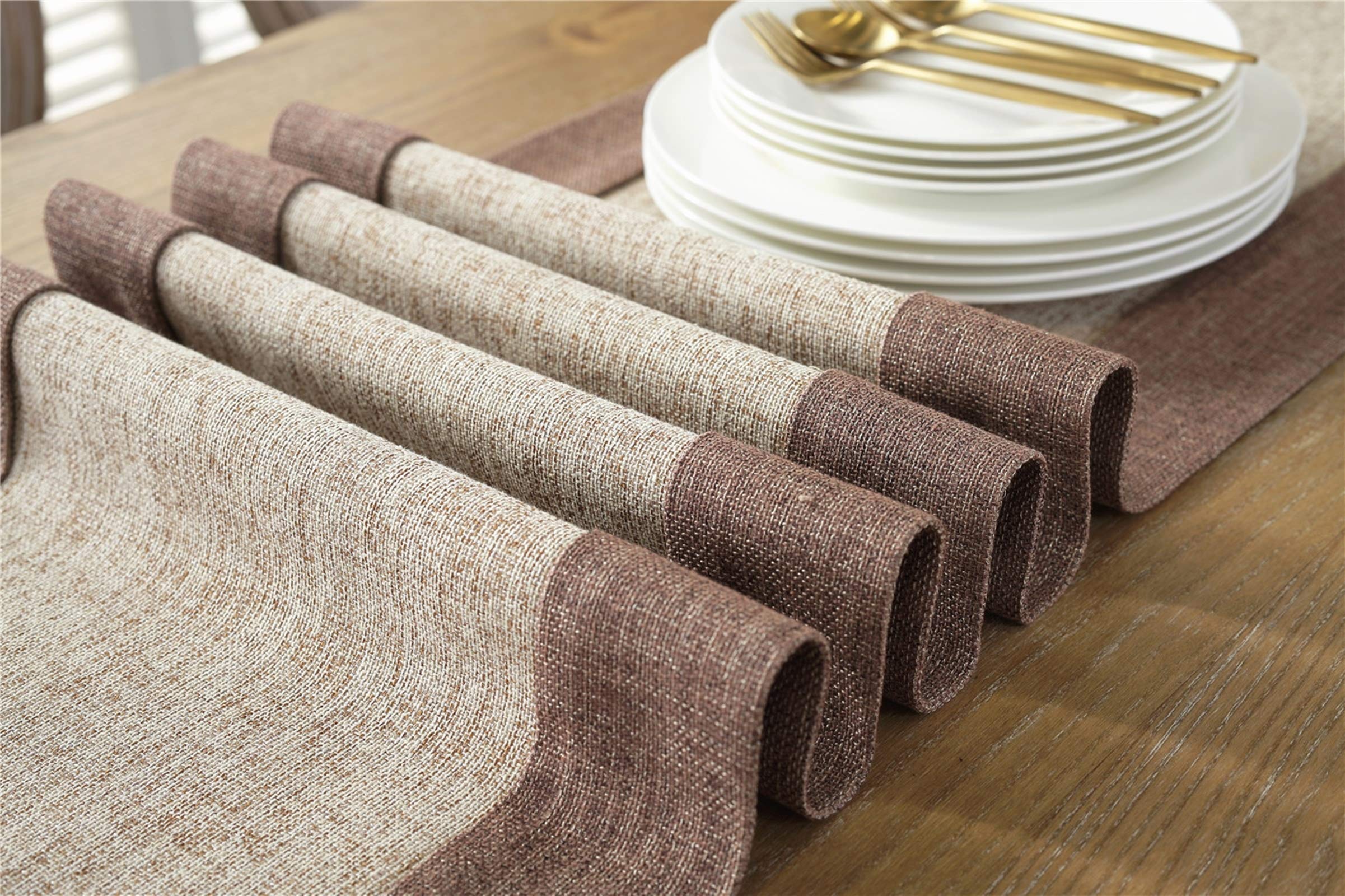 Daesar Runner Tavolo 38x240 CM, Runner Tavolo Moderno Beige con Nappa Runner per Salotto Runner Cotone Lino Tavola