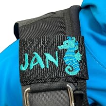 BCD Name Tag - Personalized Embroidered Scuba BCD Tag for Divers, Waterproof Dive Gear Identification - Cute Seahorse