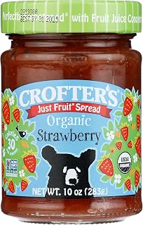 Crofters Organic Strawberry Fruit Spread, 10 oz - Certified Organic Jam Sweetened with Fruit Juice Concentrate