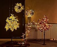 Vista 6 de LITBLOOM - Guirnalda iluminada de otoño de 6 pies con temporizador, 24 LEDs blancos cálidos, vid de hojas de arce con luces que funciona
